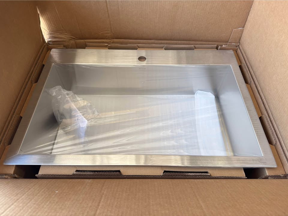 Kohler - Vault Dual Mount Stainless Steel 33 in. 1-Hole Single Bowl Kitchen Sink with Basin Rack