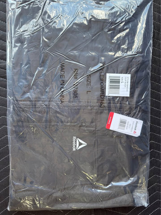 Reebok Men’s Full-Zip Dual-Fabric Hoodie – Heather Gray/Charcoal – Size L – Performance Activewear