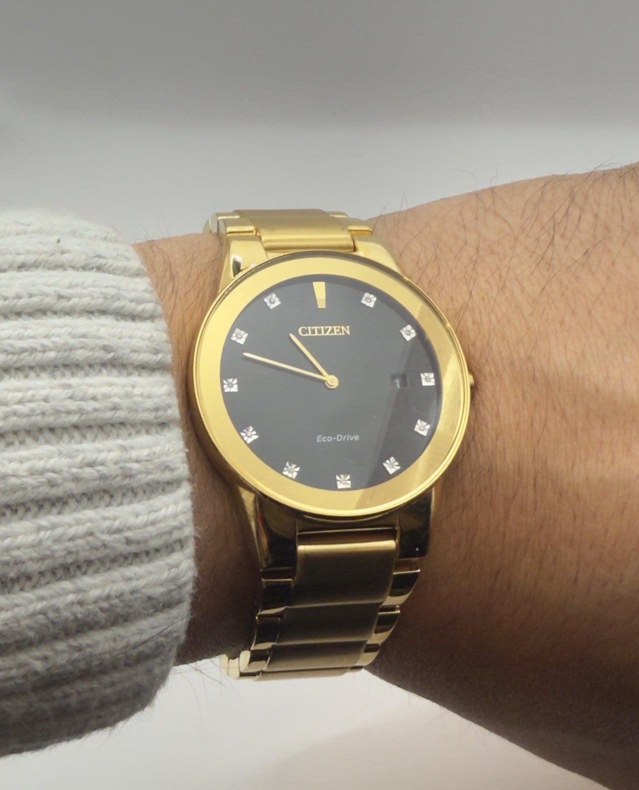 Citizen Eco-Drive Axiom Mens Watch, Stainless Steel - Gold