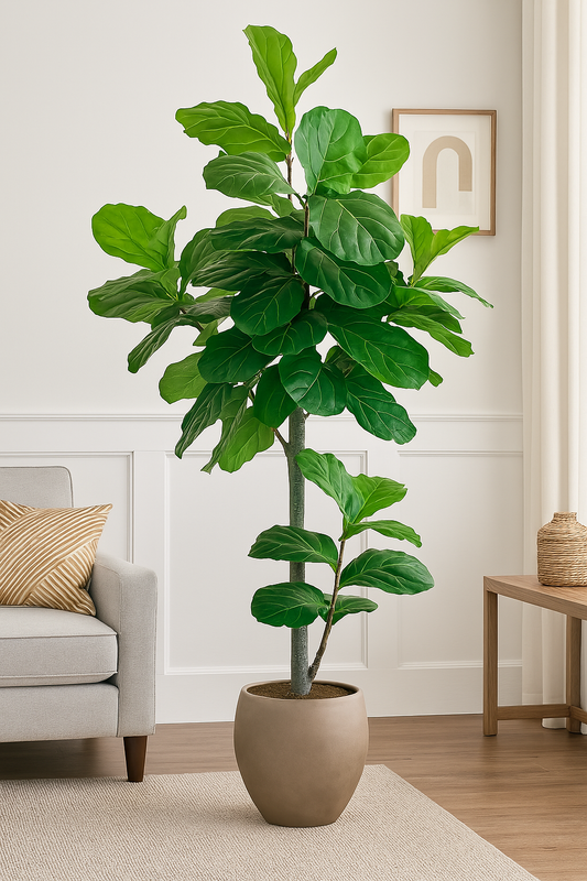 Faux 8' Fig Tree in Oversized Ceramic Pot