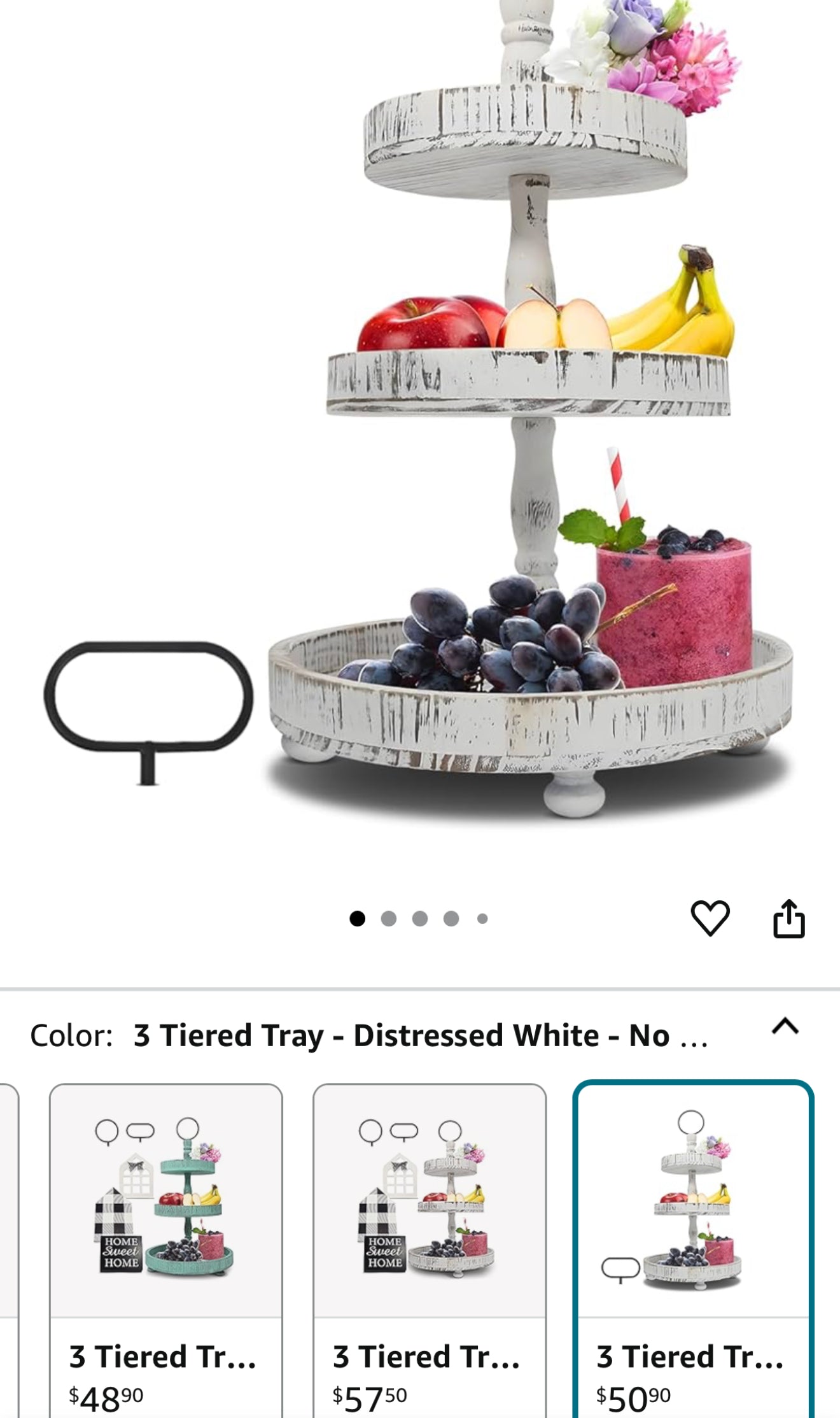 3-Tiered Wooden Tray – Distressed White Rustic Farmhouse Stand for Desserts, Fruit, Coffee, or Decor