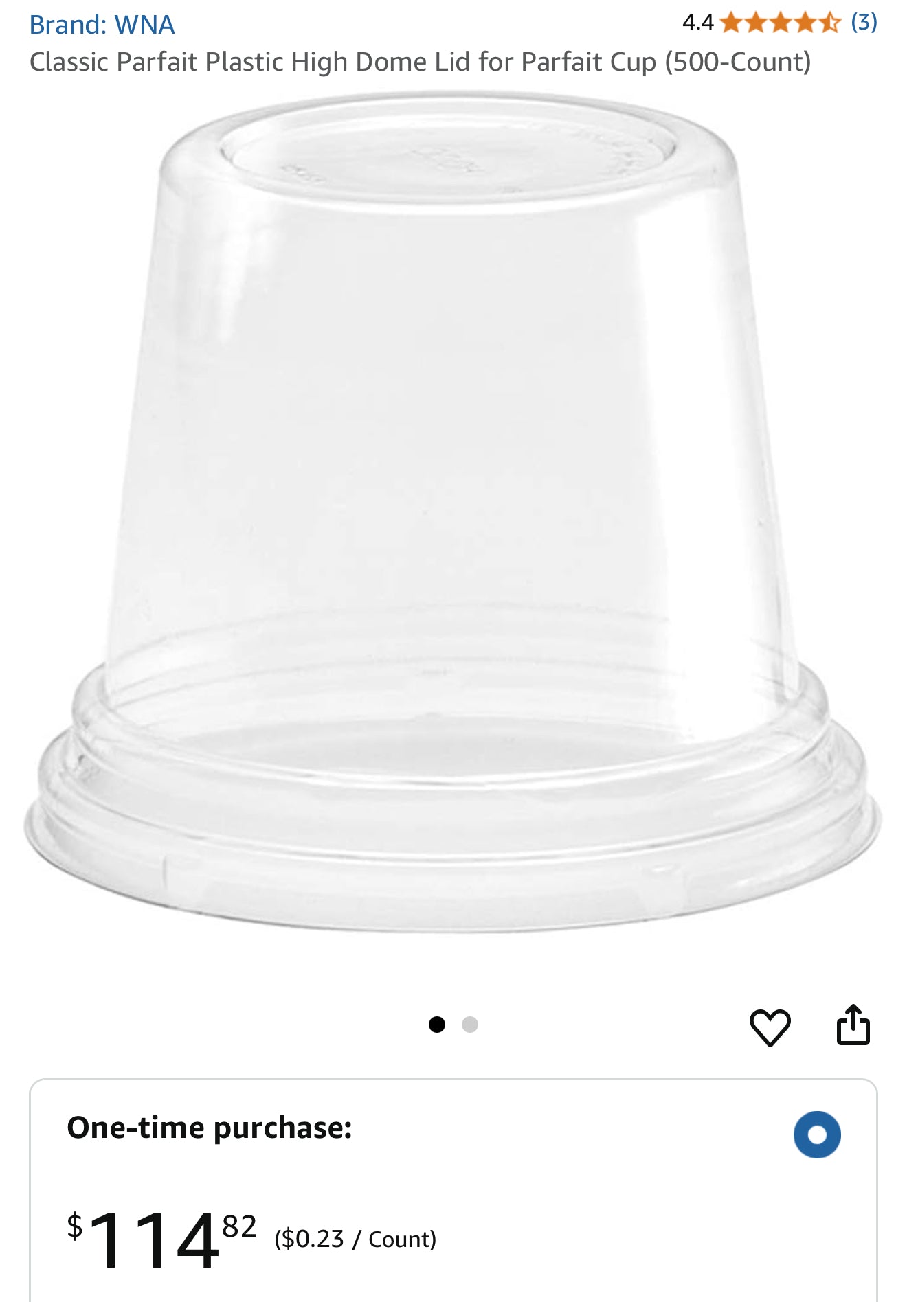 WNA Classic Parfait Plastic High Dome Lids for Parfait Cups – 500 Count