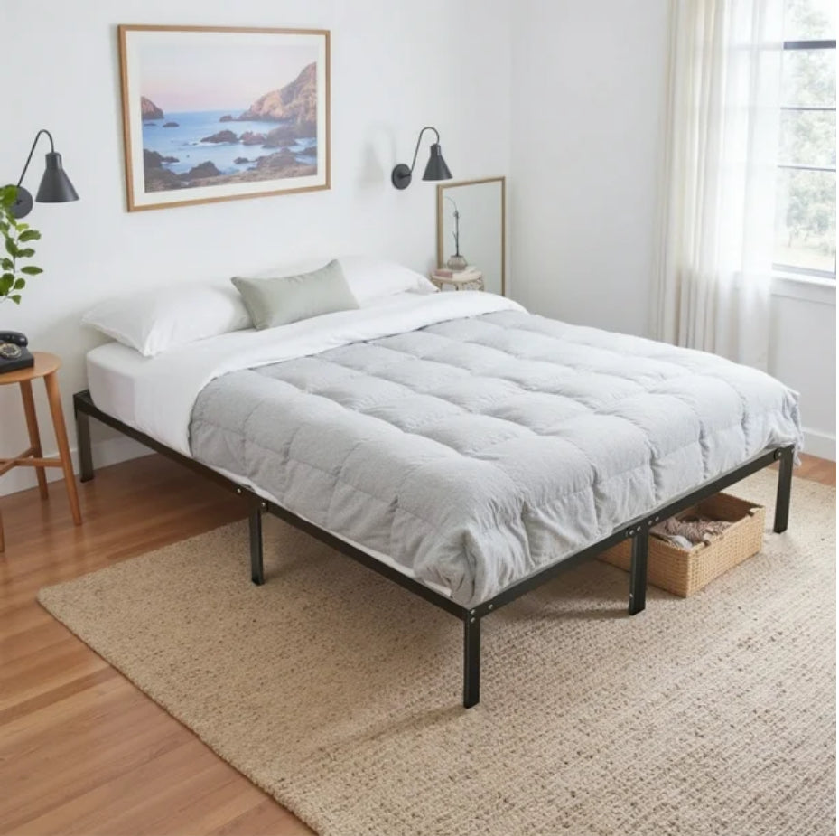 Queen Size Metal Platform Bed Frame – Heavy Duty, No Box Spring Needed, 14” Height