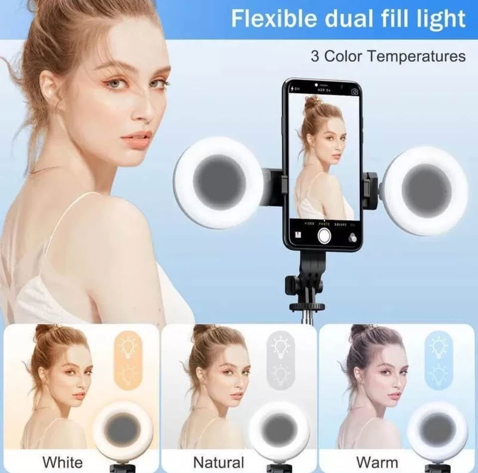 6-in-1 Selfie Stick W/ Fill Light 67" Phone Tripod Bluetooth Remote Live Stream