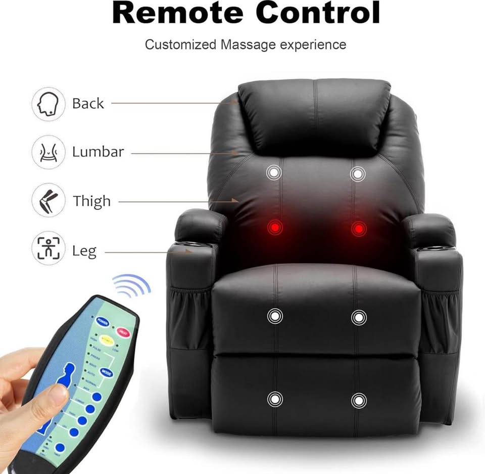 Recliner Chair, Rocking Chair with Massage and Heat, 360° Swivel Recliner Chairs for Adults, Rocker