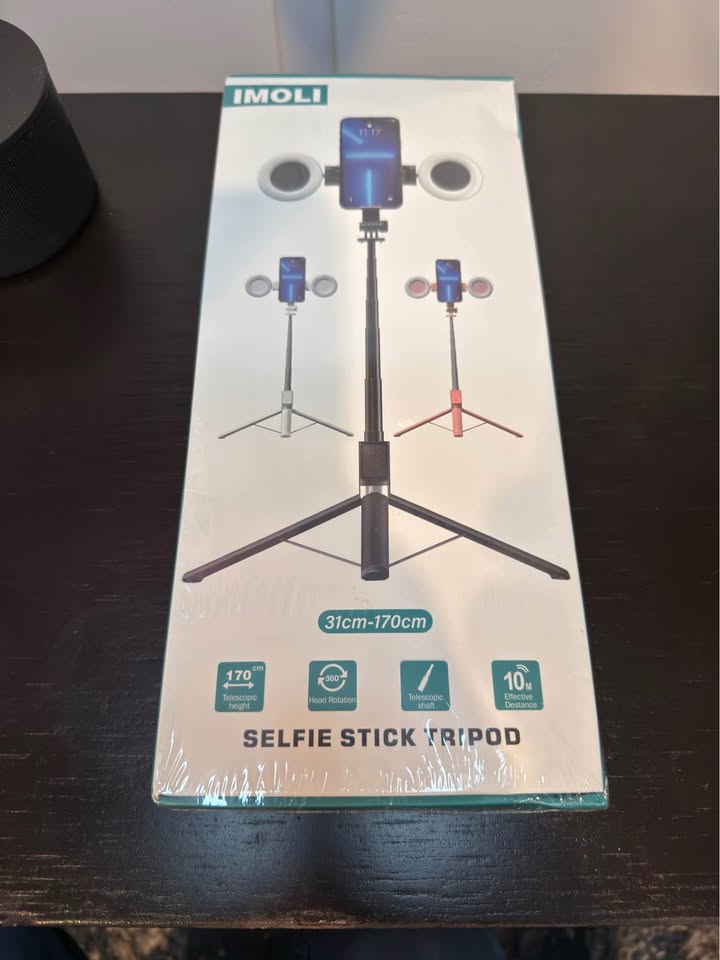 6-in-1 Selfie Stick W/ Fill Light 67" Phone Tripod Bluetooth Remote Live Stream