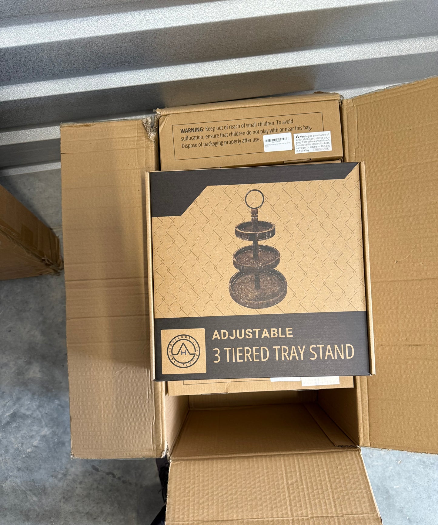 3-Tiered Wooden Tray – Distressed White Rustic Farmhouse Stand for Desserts, Fruit, Coffee, or Decor