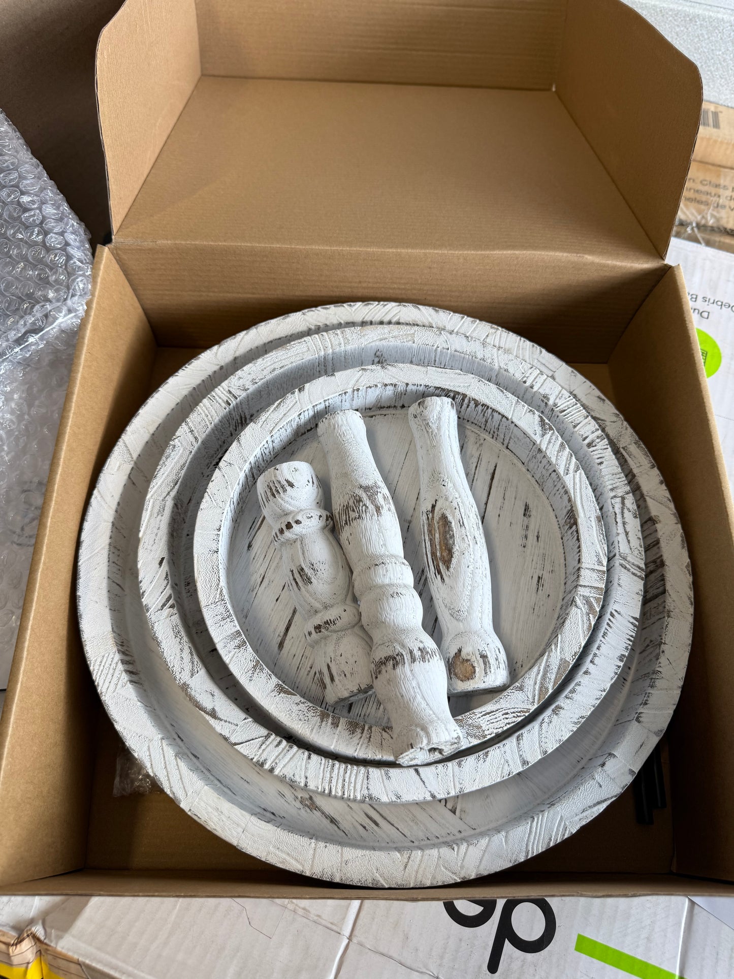 3-Tiered Wooden Tray – Distressed White Rustic Farmhouse Stand for Desserts, Fruit, Coffee, or Decor