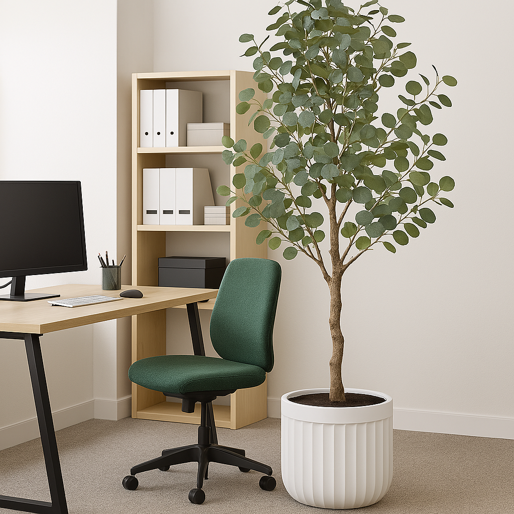 Faux 8' Eucalyptus Tree in Oversized Ceramic Pot